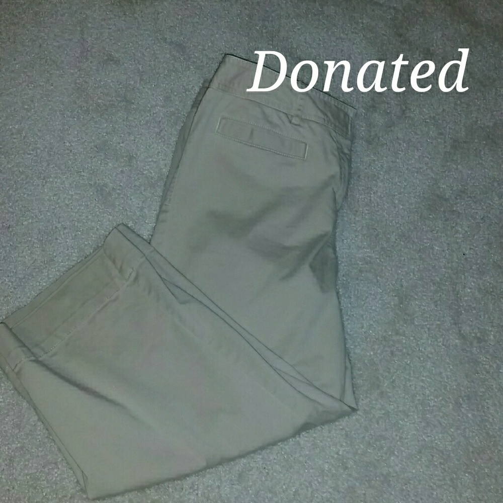 Khaki Tan Cropped Trousers 12 Petite